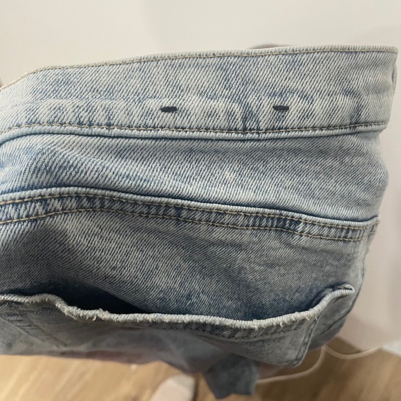 American Eagle Super High-Rise Baggy Straight Jeans Distressed Light Wash 14L - Picture 7 of 11